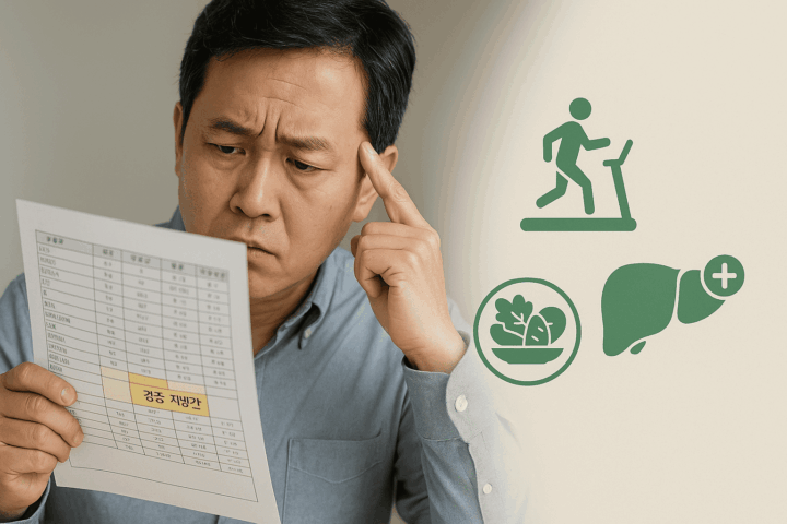 지방간 진단서를 보고 있는 남자