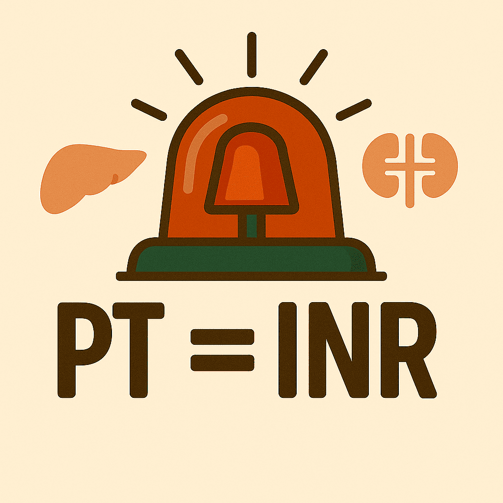 경고등 아래 PT = INR 표시