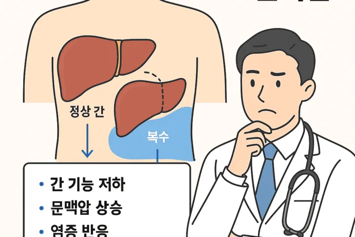 복수가 찬 간을 보는 이미지