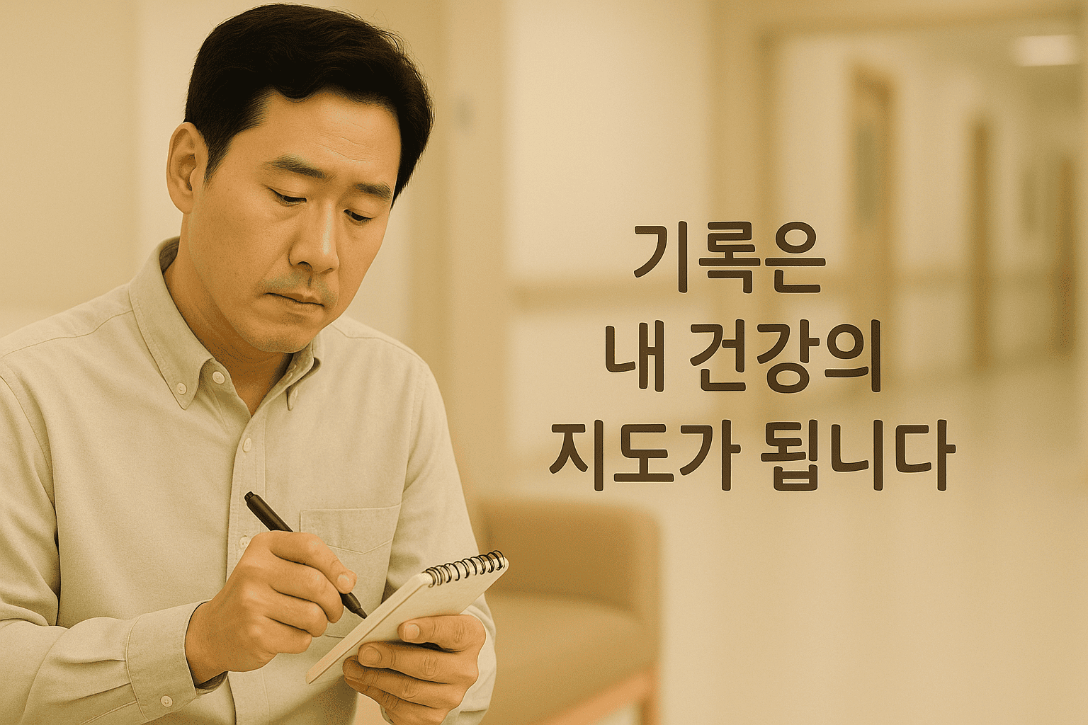 노트에 기록하는 남자