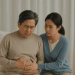 배룰 움켜쥐고 있는 남성과 곁에 있는 여성 사진