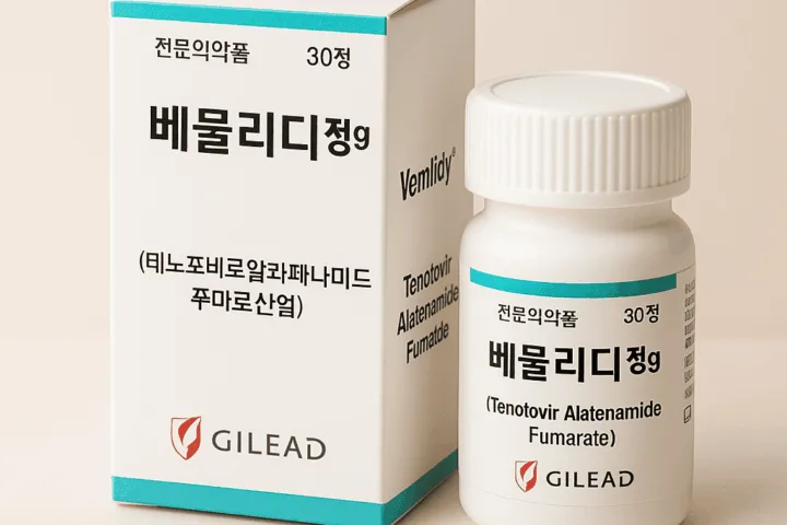 베물리디(Vemlidy) 항바이러스제의 임상적 효과와 만성 B형 간염 치료를 설명하는 고해상도 광고 이미지