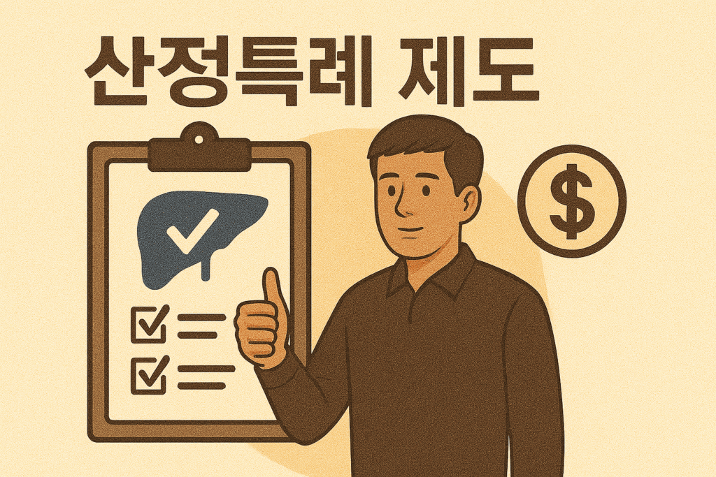 산정특례제도 소개 일러스트, 환자의 경제적 부담을 경감해주는 제도임을 암시