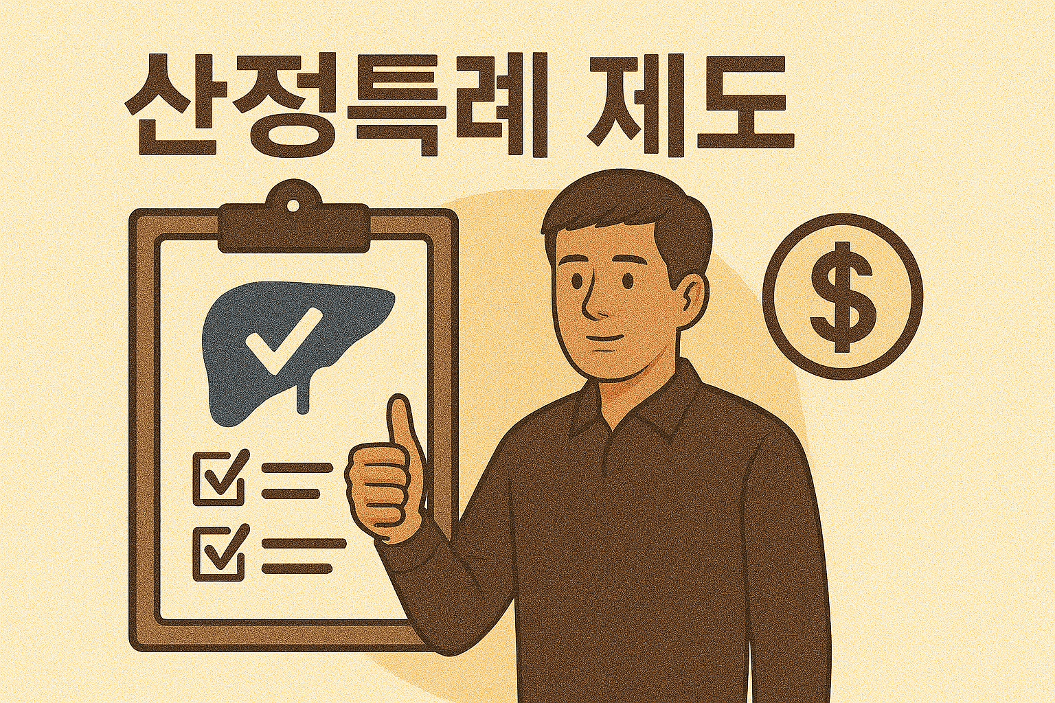 산정특례제도 소개 일러스트, 환자의 경제적 부담을 경감해주는 제도임을 암시