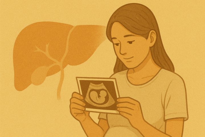 아기 초음파 사진을 손에 든 여성 일러스트