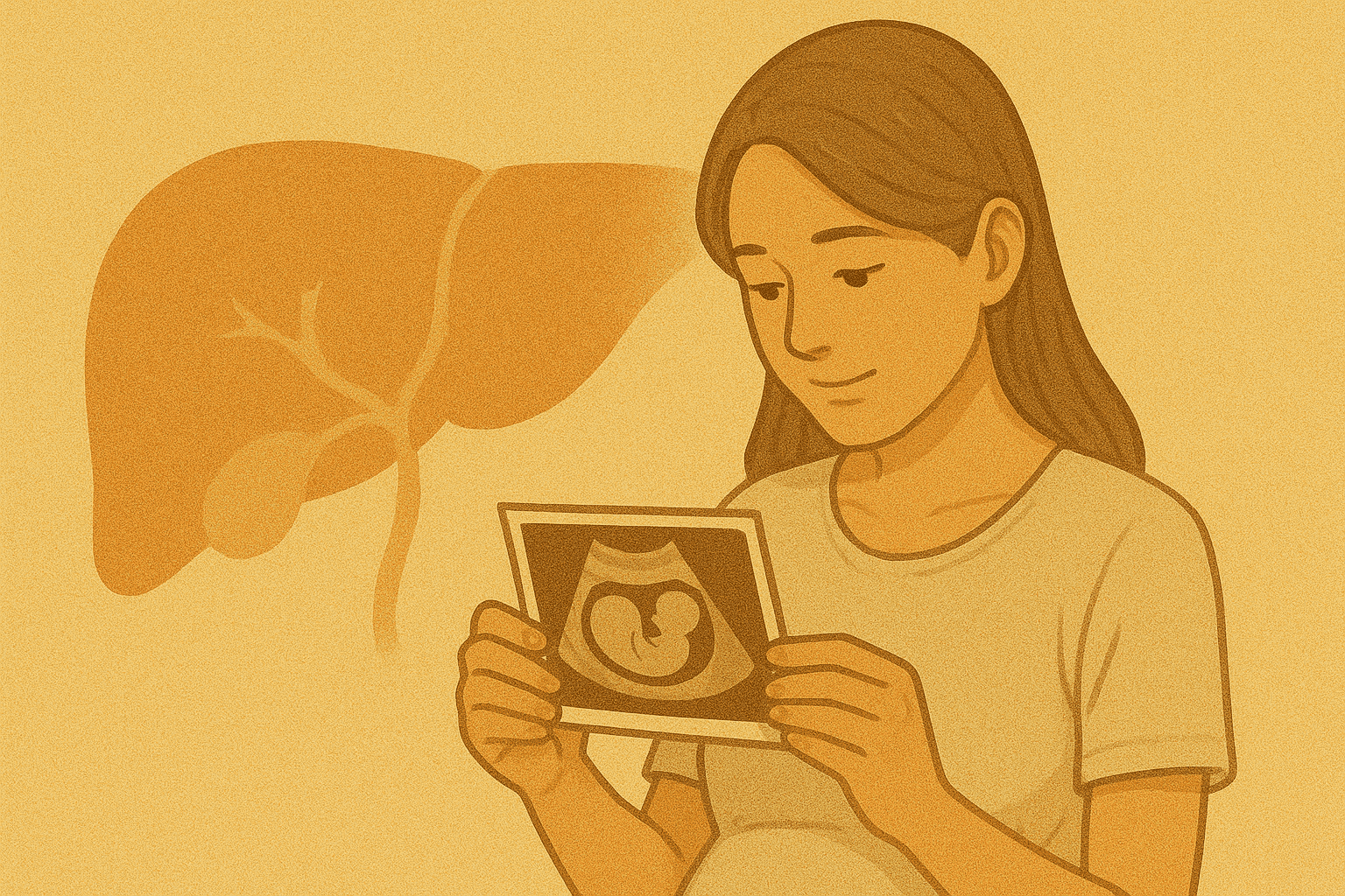 아기 초음파 사진을 손에 든 여성 일러스트